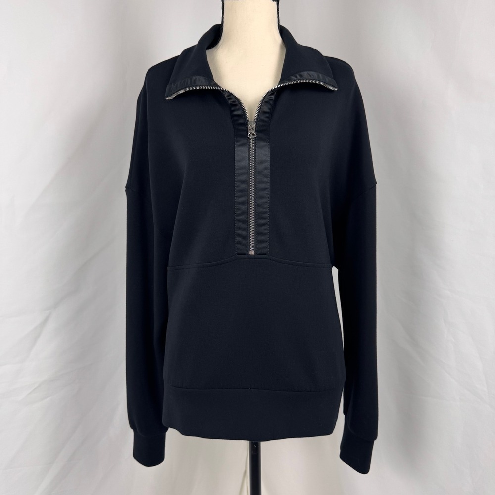 Varley Keller Half Zip Pullover Women Large Black DoubleSoft Satin Trim